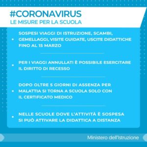 coronavirus- le misure per la scuola